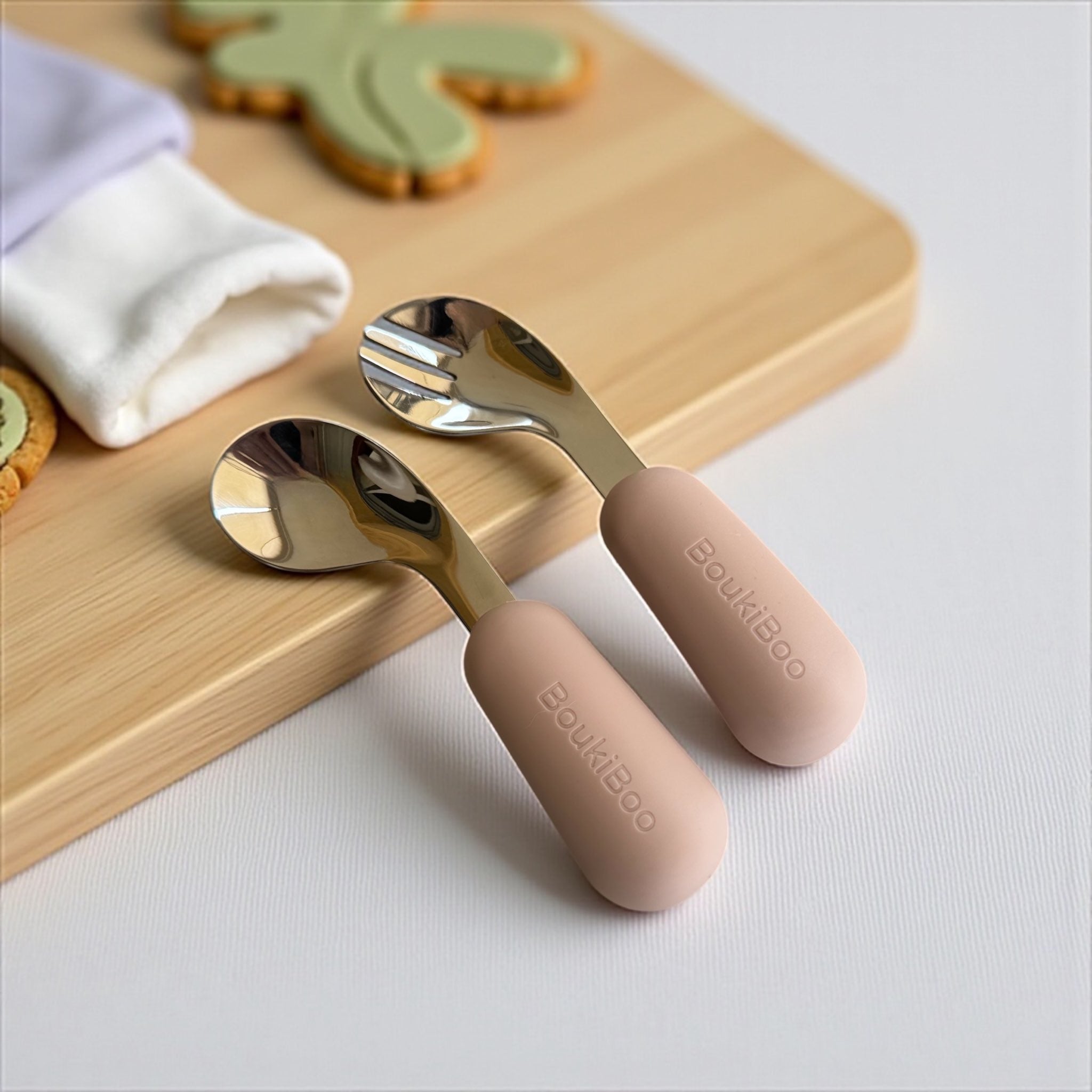 Pink Boukiboo Toddler anti-spill Spoon and Fork